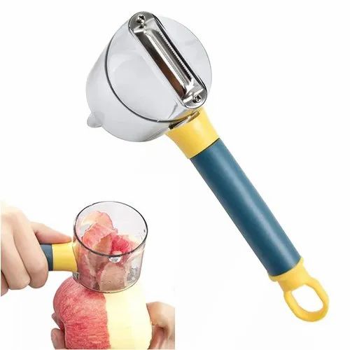 360° Rotating Fruit & Vegetable Peeler with Waste Catcher Cup – Fast Apple, Potato, and Carrot Skin Remover